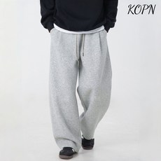 KOPN 무거운 질감 주름 캐주얼 팬츠 남자 봄 와이드 롱 팬츠 스포츠 팬츠