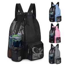 WAP 운동 수영가방 멀티수납 물빠짐 메쉬 스포츠백, 블랙, 1개