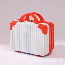 핸드 수하물 14 인치 메이크업 박스 휴일 선물 소형 미니 여행 비밀번호 박스 보관 가방, 14인치 【23.15.32】, 흰색과 주황색