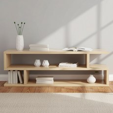 하루꿈 오픈형 원룸 거실 TV 캐비닛 장식장 수납장 거실장 TV장 선반 1200, 원목색