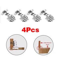 PCS 조용한 댐퍼 나사가있는 스틸 닫기 유압 소프트 경첩 캐비닛 버퍼 옷장 도어 스테인레스, Full Overlay 4PCS