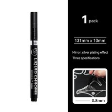 크롬 펜 마커 반사 거울 전기 도금 페인트 수리 락 세라믹 유리 펜촉 아트 공예품, 1개, 1. 1Pc 0.8mm Silver