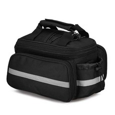 後架反光多功能大馬鞍包 可揹可提環島馱包大容量後架包 單車旅行包 自行車貨架包馬鞍袋 腳踏車後貨架馬鞍包, 1個, 黑色