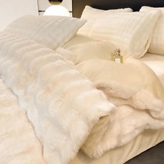 산호 플리스 침구 급 토끼털 벨벳 밀크 커버 이불 싱글, E. 우아한 화이트