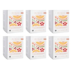 Rishi Tea Peach Hibiscus Green Houjicha Roasted Japanese Tea - Low Caffeine Sachet Bags With Hib, 15 Count (Pack of 6), 42g