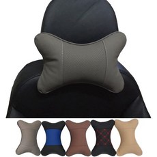 자동차 목베개 양쪽 PU 가죽 2개 세트 헤드레스트 대부분의 차량에 적합 충전 섬유 범용 베개 검정색빨간색, Grey