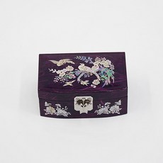 박씨상방 G 한지 앞굴림 자개보석함 14센티-매화, 보라, 1개