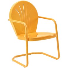 CROSLEY FURNITURE GRIFFITH 야외 의자 식사 그린 파티오 데크 발코니용 레트로 현관 메탈 메뚜기, 오렌지