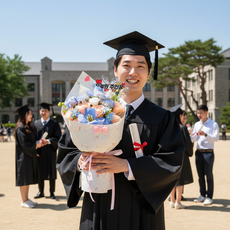 체리닷컴 러블리 졸업식 선물 쇼핑백 카드 비누꽃다발 세트, 블루, 1개