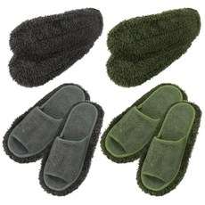 초극세사 청소슬리퍼 본품2P + 리필2P 세트 층간소음방지 보송 거실화 발걸레, 챠콜남, 1세트