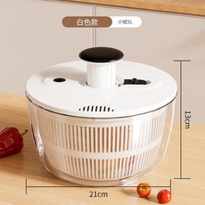 家用多功能按壓式沙拉脫水器 5L大容量旋轉瀝水籃 白色款, 白色款 - 小號一鍵快速脫水, 1個