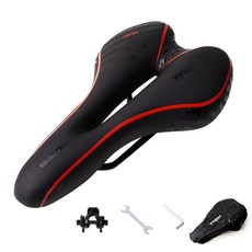 TREX 頂級雙層氣墊凝膠無痛自行車坐墊, 紅色, 1套