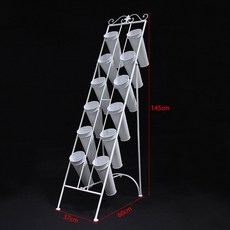 落地花園花架森係婚房小清新田園商場多多層階梯花架子養花桶插花花架 置物架 層架, 白色（帶12個桶）不可裝水