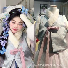 2026 여성용 전통 한복 조끼 패딩 따뜻한 한국 전통의상 겨울 방한 복주머니 스타일