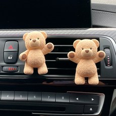 곰돌이 차량용 석고방향제 새차선물 디퓨저 아로마 차악세사리, 곰돌이 방향제+차량클립+향오일 (한손곰 사려니숲길), 1개