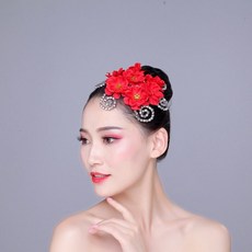 아랑고고 댄스 악세사리 헤어핀 꽃 망사 작은 꽃 대회 꽃삔 단체 머리핀 장미