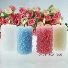 立體玫瑰造型圓柱矽膠模具 適用於手工皂、香磚、擴香石製作, 1個