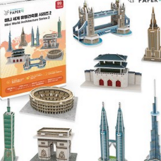 어린이 입체 퍼즐 종이 건축물 만들기 입체 조립 퍼즐 모형 미니어처 조립식 집중력 창의력 교육용 공작