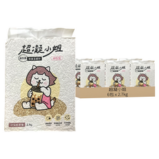 超凝小姐 米粒型益生菌除臭豆腐砂 2.7kg 呵護貓咪肉球 有效除臭, 珍珠奶茶, 6包
