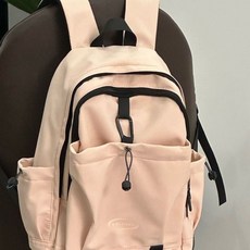 揹包女2024新款雙肩包女大學生徒步登山包百搭高顏值書包初中女生, 粉色