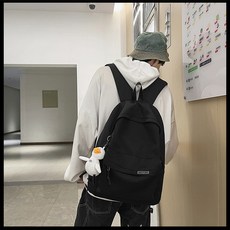 투니스 심플 빅 캐주얼 방수 단색 백팩 장식 포함