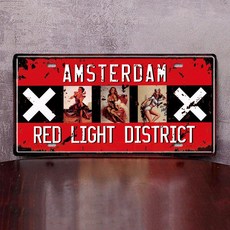 차량 번호판 빈티지 외국차 플레이트 펍 장식 소품 카페, 1개, 브라운