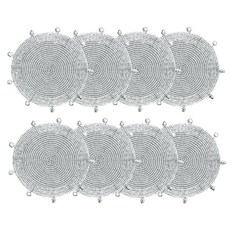 COTTON CRAFT 8팩 솔리드 비즈 코스터 - 10.2cm(4인치) 원형 - 브라운, 실버 벨