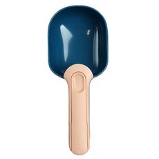 寵物撞色飼料鏟 寵物飼料勺 飼料鏟 飼料勺 食物鏟 糧食鏟 糧食勺 撞色飼料鏟 寵物餵食勺 手柄附夾子 多用鏟 寵物用品, 深藍色, 1個