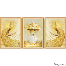 보석십자수 DIY세트 황금 공작 꽃병 3단 비즈 취미, 150 x 70cm (50x70cm 3개), 1개