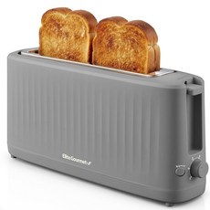 Elite Gourmet ECT2517G SLIMTOAST 2슬라이스 롱 슬롯 토스터 쿨 터치 바디 6가지 토스트 설정 및 취소 기능 엑스트라 와이드 3.8cm(1.5x2.54, Grey