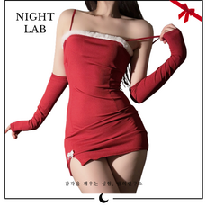 밤의연구소 크리스마스 산타걸 섹시 코스프레 코스튬 의상 2종