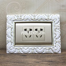 台灣本土貨 開關保護套開關裝飾北歐式樹脂開關貼118型田園創意開關貼開關插座面板裝飾框保護套, 12x7.5（064描金）