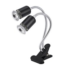 定時開關夾燈 烏龜曬背燈 爬蟲燈具 取暖燈 保暖燈 保溫燈 寵物保暖燈 水族用品, 鵝頸雙燈頭長款定時開關-無燈泡, 1個