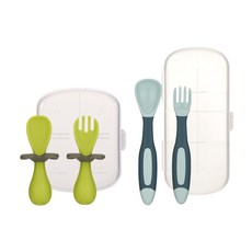 맘스트리 실리콘 스푼포크 세트, 라임+민트, 1개