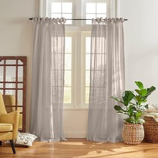 Elrene Home Fashions Vienna 시어 타이 탑 창문 커튼 패널 132.1cm x 241.3cm(52 x 95인치)(패널 1개) 라이트 그레이