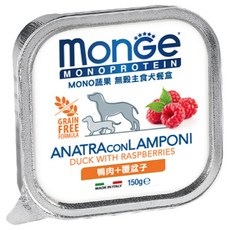 瑪恩吉 MONO 無榖蔬果系列狗餐盒 狗罐頭, 24個, MONO無榖餐盒 鴨肉+覆盆子 150g