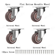 가구 바퀴 1 ~ 2 인치 캐스터 무거운 범용 음소거 바퀴 트롤리 의자 사무실 책상 의자용 고무 롤러 360 °, 03 1.5inch, 06 A-Movable, 1개