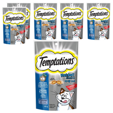 Temptations 喵愛餡 貓點心 化毛配方 香酥外皮內餡柔軟, 60g, 6包
