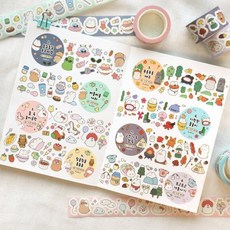 보니 키스컷 마스킹테이프 (8종) : 오동통 귀여운 토끼 일러스트가 가득한 키스컷 마스킹테이프, 7.낭만가득 캠핑, 색상