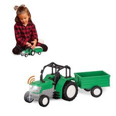 Driven by Battat 마이크로 트랙터 조명 사운드 탈착식 트레일러 농장 장난감 3세 이상 아동용 2피스 249786, Tractor