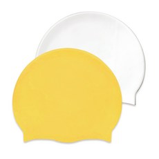 킵스위밍 실리콘수모 무지수모 2개, 화이트옐로, 1세트