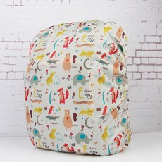 卡通印花書包防雨罩，小學生雙肩背包防水防塵加厚保護套，台灣出貨, 動物園 卡通背包防雨罩 送收納袋, 1個