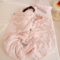 兒童卡通全棉夏涼空調被 護肚防踢薄被, 兔耳朵