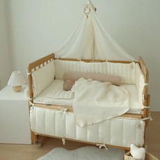 아기 유아 신생아 침대 쿠션 항균 옥수수솜 범퍼가드 좁은누빔형 벨라 소형, 좁은 누빔형