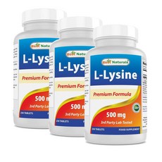 베스트 네츄럴스 엘라이신 500mg Best Naturals L-Lysine, 3개