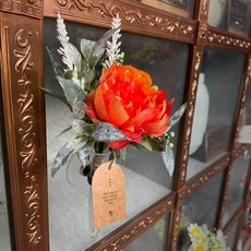 [영화담] 납골당 꽃 부착식 미니 꽃다발 프리미엄 성묘 납골당 꾸미기 강력한 흡착 화병, 오렌지, 1개