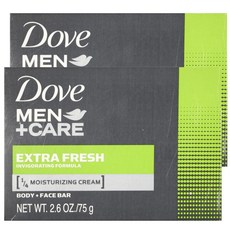 도브 멘 + 케어 엑스트라 프레시 바디 페이스 바, 2개, 75g