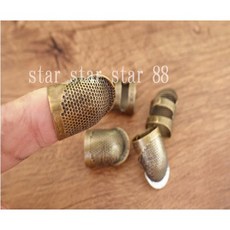 古銅色 頂針 琴撥 指套 手作拼布皮雕縫紉工具, 1個