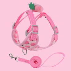 ULEPETS 과일 패턴 귀여운 강아지 멜빵 세트+스트링끈, 하나, 핑크색
