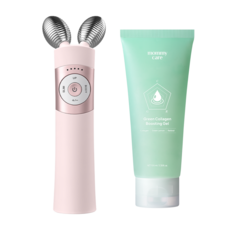마미케어 홈케어 뷰티 디바이스 얼굴 윤곽 탄력 마사지기 EMS 브이쎄라 + 부스팅젤, 핑크